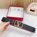4.0Cm华伦天奴新款腰带，双面头层牛皮皮料，长度：.75.80.85.90.95.100.105.110欧，铜五金扣原版开模定制庆祝]