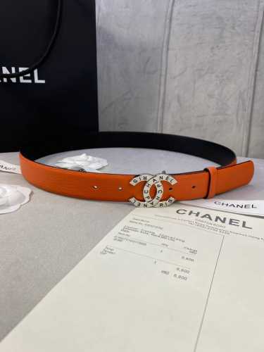 宽度3.0Cm Chanel 香奈儿 荔枝纹牛皮支持nfc芯片官方网站链接扫码验证、金 银 色镶钻钢扣。