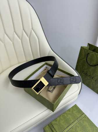 特 Gucci，原厂精密电渡扣头，意大利原厂皮，宽3.5Cm，代购级。 - 点击图像关闭