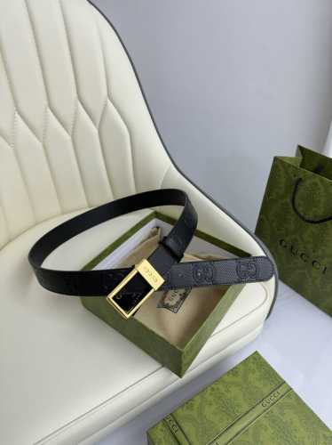特 Gucci，原厂精密电渡扣头，意大利原厂皮，宽3.5Cm，代购级。
