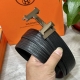 自动扣腰带］Hermes爱马仕宽3.5Mm 双面进口头层牛皮制作 搭配经典钢扣 真材实料 时尚经典 做工精致 高端男士皮带 长度可裁剪100125