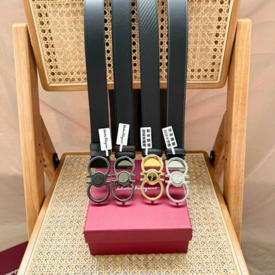 Salvatore ～Ferragamo 男士3.5Cm腰带 成功男士必备单品 款式大方百搭 皮质耐磨牢固 五金纯铜真空电镀 顶级