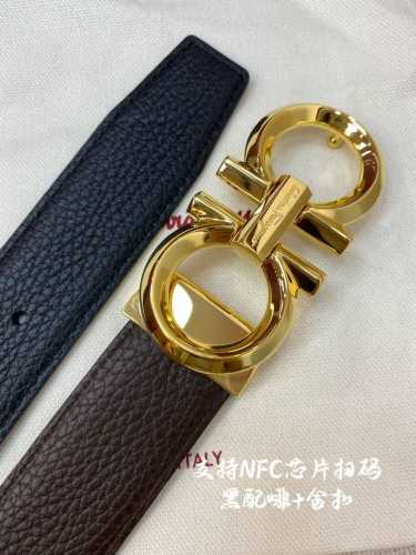 特 Nfc-F3.5Cm高级定制款男士皮带 ，双面进口牛皮，自行选择搭配 真材实料 很有质感 时尚经典不失风范 可自行裁剪 ！