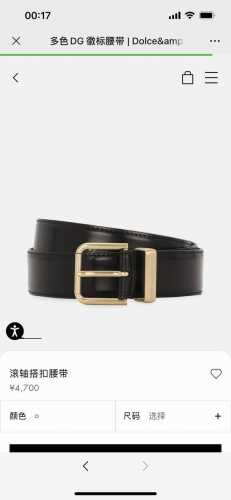 Dg，宽3.5㎝ Dolce&Gabbana 全新小牛皮腰带，干练摩登配饰，缀以缎纹金色电镀金属细节。小牛皮腰带。缀以缎纹金色电镀金属。滚轴搭扣与单针带扣