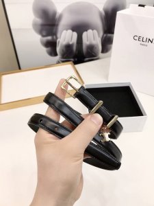 赛林Celine腰带选用珍贵奢华皮革精制而成，均为天然皮革，金色金属Triomphe 配领扣带扣，1.8Cm宽，