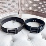 特 Bv 新款宽版男士腰带 纯手工Intreccio编织意大利双面小牛皮 搭配复古银色针扣 侧面有标识 皮带宽度4.0Cm