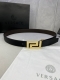 宽度3.5Cm Versace 范思哲 此款柔软的手掌纹原版皮底 皮带饰有一个几何形状的希腊回纹别扣 既时尚又优雅