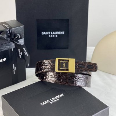 特 开春秀款Saint Laurent 圣罗兰女士腰带皮带 原厂真金电渡扣头，意大利原厂皮，宽3.0Cm，代购级