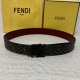 图片包装＋10 DDD Fendi 芬迪 专柜同款 宽4.0Cm 双环正反用腰带 Ff按钉搭扣 酒红色Cuoio Romano皮革材质 反面面料带有烟草黄和黑色