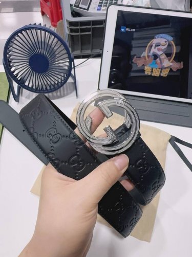 特 Gucci.古驰 全套包装 3.8cm进口小牛皮压花, 专柜正品1:1完美复刻. 原版底皮, 采用热压印技术的Gucci Signature皮革精制而成，触