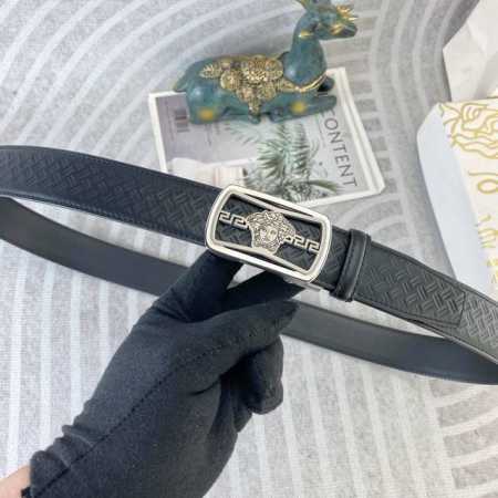 范思哲 特种皮腰带自动带系列 ，原厂五金精品不锈钢扣，手感柔软舒适 宽3.5Cm。 - 点击图像关闭