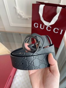 Gucci.古驰 全套包装 3.8Cm进口小牛皮压花, 专柜正品1:1完美复刻. 原版底皮, 采用热压印技术的Gucci Signature皮革精制而成，触感厚