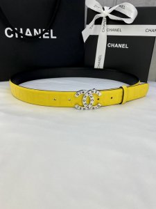 宽度3.0Cm Chanel 香奈儿 进口柔软小牛皮金 银色花纹金属精品钢扣。