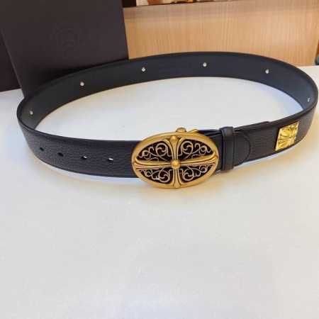 克罗心 十字架精品扣搭配原头层荔枝皮腰带，宽度3.7Cm。带身装饰纯铜小五金 镀真金哦 - 点击图像关闭