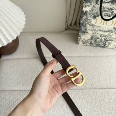 Dior的马鞍腰带已成为品牌的标志性款式，是每个衣橱的必备品。这款绒面小牛皮腰带重新演绎了这一经典款式，其特点是带有古金色饰面的Cd金属搭扣。它是搭配裙子、连衣