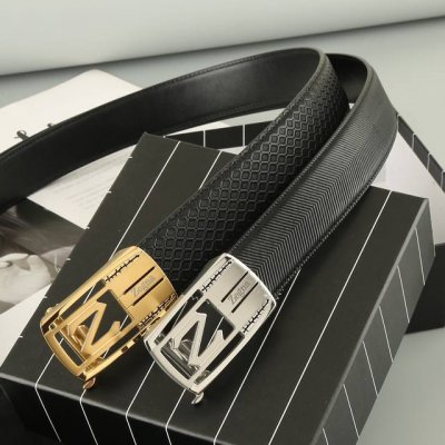 特 杰尼亚 双面头层牛皮自动带 宽3.5Cm 官网同步，不锈钢金属标识，适合商务低调人士！自动扣款式