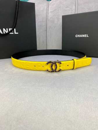 宽度3.0Cm Chanel 香奈儿 此经典两面平纹皮搭配面压品牌Logo、给造型增添几分气质，金 银色花纹金属精品钢扣。 - 点击图像关闭
