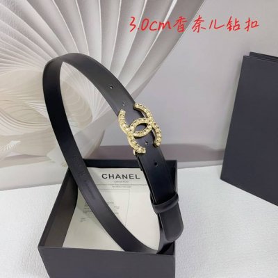 3.0Cm香奈儿腰带，双面头层牛皮，长度：.75.80.85.90.95.100.欧，满钻五金铜扣原版开模定制庆祝]