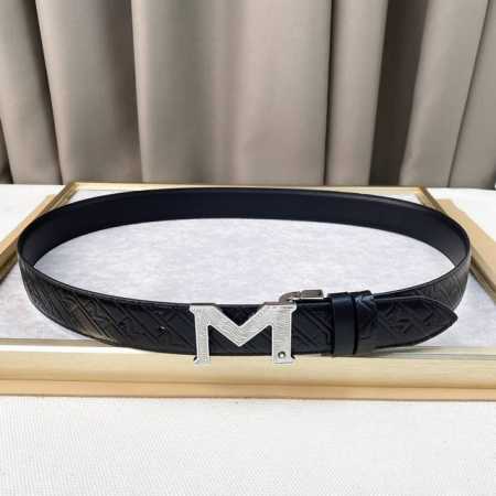 Montblan头层牛皮3.5Cm 年轻时髦！ 官网同步，纯铜金属标识。该皮带可调节，且能根据需要剪裁，达到修身效果。 - 点击图像关闭
