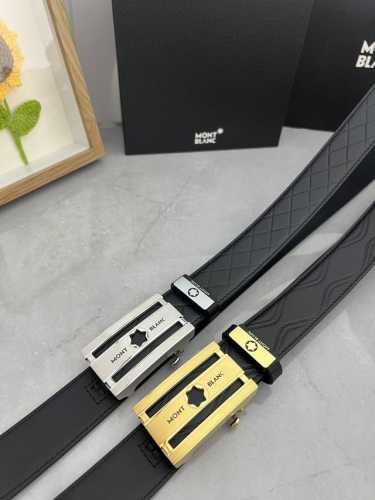 品名：万宝龙 Montblanc 自动带 材质：原单牛皮腰带 百分百头层牛皮腰带保证真皮，24K纯钢扣，专柜原单品质、做工精细，时尚大牌，送人自用首选 包装：