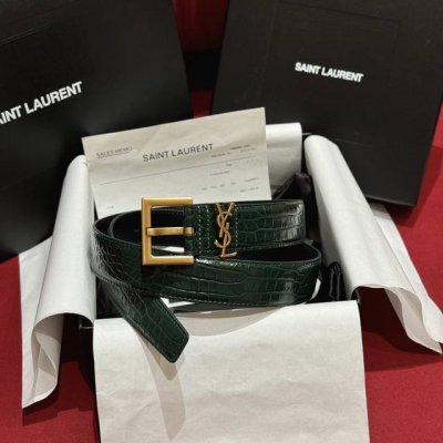 杨树林 Ysl 新款女士腰带，采用意大利双面顶级牛皮材质，压鳄鱼纹。搭配顶级黄铜扣。宽3.0Cm