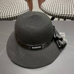 Balenciaga巴黎世家 法国欧洲风小檐礼帽女蝴蝶结盆帽优雅遮阳防晒渔 夫帽出游逛街草帽