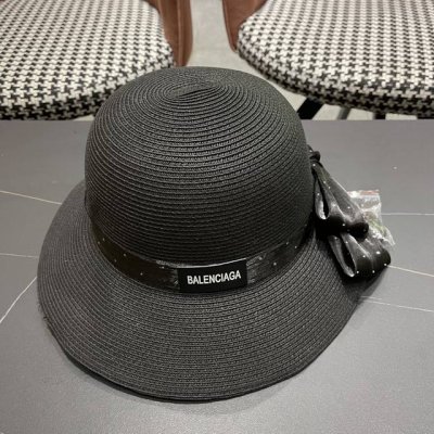 Balenciaga巴黎世家 法国欧洲风小檐礼帽女蝴蝶结盆帽优雅遮阳防晒渔 夫帽出游逛街草帽
