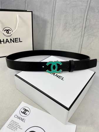 宽度3.0Cm Chanel 香奈儿 女士腰带皮带新款柔软的进口小牛皮金 银色磨胶金属钢扣。 - 点击图像关闭