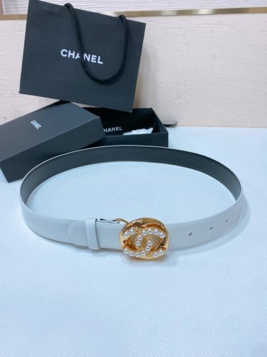 Chanel 24C 水钻 珍珠 Logo搭扣 黄铜金属进口胎羊皮平纹带身 Logo字母 手感柔软 细腻 3.0Cm