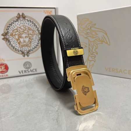 品名：Versace.范思哲 自动带 材质：原单牛皮腰带 百分百头层牛皮腰带保证真皮，24K纯钢扣，专柜原单品质、做工精细，时尚大牌，送人自用首选 包装： 请认 - 点击图像关闭