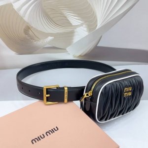 3.0Cm缪缪新款腰包，双面头层牛皮皮料，长度：.75.80.85.90.95.100.欧，铜五金扣原版开模定制庆祝]