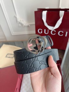 Gucci.古驰 全套包装 3.8Cm进口小牛皮压花, 专柜正品1:1完美复刻. 原版底皮, 采用热压印技术的Gucci Signature皮革精制而成，触感厚