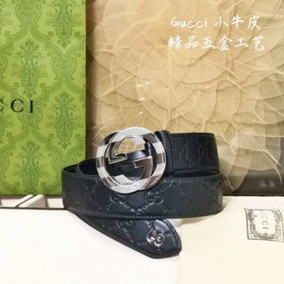 Gucci.古驰 全套包装 3.8Cm进口小牛皮压花, 专柜正品1:1完美复刻. 原版牛皮底, 采用热压印技术的gucci Signature皮革精制而成，触感