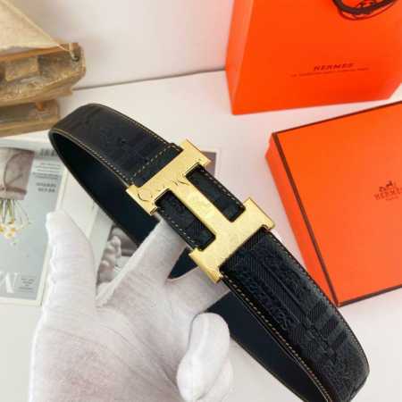 爱马仕 特种皮腰带系列 ，原厂五金精品不锈钢扣 手感柔软舒适 宽3.8CM。 - 点击图像关闭