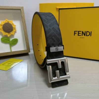 品名：芬迪 Fendi 原单 材质：原单牛皮腰带 百分百头层牛皮腰带保证真皮，24K纯钢扣，专柜原单品质、做工精细，时尚大牌，送人自用首选 包装