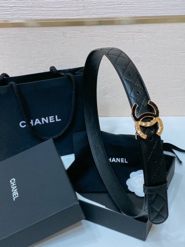 特 P200 Chanel 24C 黄铜金属 Logo搭扣 黄铜金属进口羊皮Logo带身手感柔软 细腻 3.0Cm