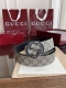 绝美Gucci 双G扣男士新款腰帶 專櫃同步 寬4厘米 帶身帆布咖老花-拼進口荔枝紋黑色 精緻真空電鍍雙G鋼扣 雙面可用