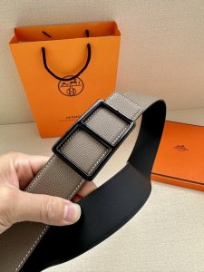 特 爱马仕Hermes男士腰带 进口手掌小牛皮 车白线 精钢精品五金 双面可用 宽3.8Cm