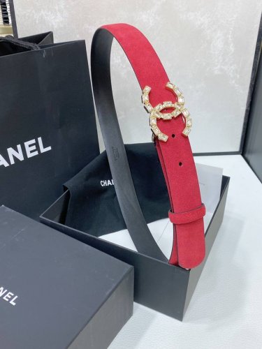 特 P190 Chanel 24C 水钻Logo搭扣 黄铜金属扣 磨砂牛皮 手感柔软 细腻 3.0Cm