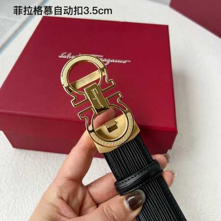 特 品牌： 菲拉格慕 新款进口小牛皮，手感细腻柔软。搭配纯钢自动精品钢扣，男士必备！宽度：3.5Cm - 点击图像关闭