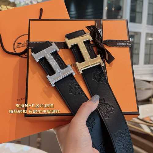 支持Nfc芯片扫描 爱马仕这款皮带采用奢华的牛皮材质，独具原创个性且精致不凡。双面可用 Gancini金属扣饰的分层构造打造富有趣致的3D立体效果。手工精制而成