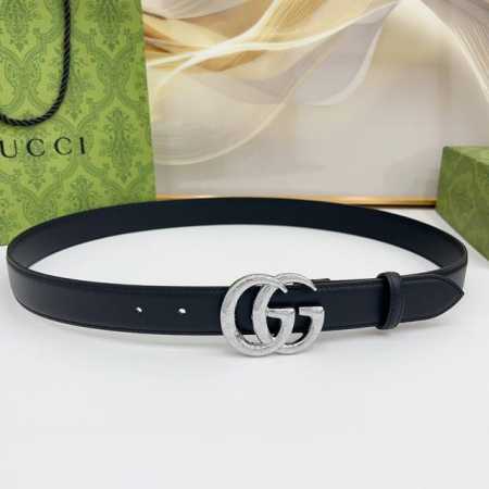 Gucci 3.0 新款Cc压花铜扣配双面头层牛皮，时尚百搭，商务休闲！ - 点击图像关闭