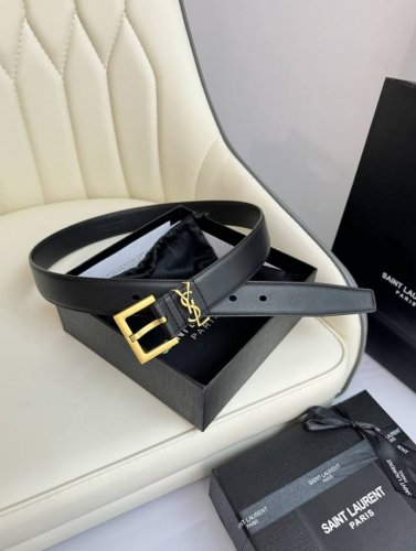 特 Saint Laurent 圣罗兰女士腰带皮带 原厂真金电渡扣头，意大利原厂皮，宽3.0Cm，代购级。