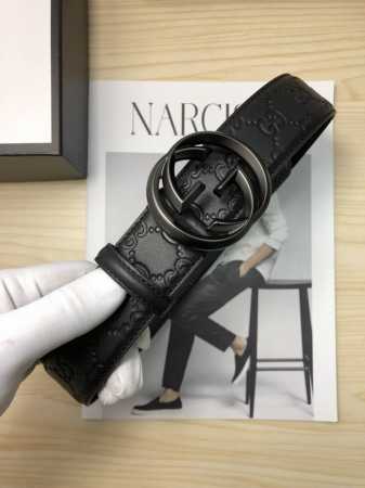 配送专柜全套礼盒包装。G:原单头层牛皮压G面，内衬头层小牛皮底.搭配原单扣.原单皮料定制，专柜宽度3.8 - 点击图像关闭