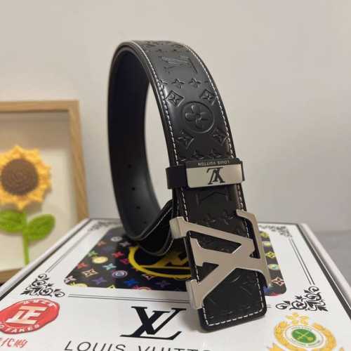 品名：Lv..路易..威登 材质：原单牛皮腰带 百分百头层牛皮腰带保证真皮，24K纯钢扣，专柜原单品质、做工精细，时尚大牌，送人自用首选 包装： 请认准如图专柜