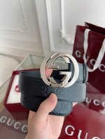 Gu～Cci古驰法国原厂皮料，黑色全皮 尺寸4.0厘米 顶级 原单130