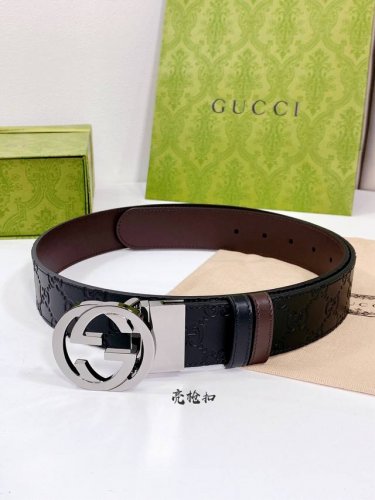 配全套包装礼盒 Gucci 升级版原单腰带，给它一个专柜，它就是正品，定制进口原版皮，转动精品扣，双面可用皮带，正品宽度3.7Cm