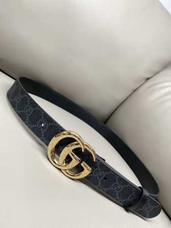Gg Marmont Reversible Belt 3.0Cm 專業豬皮紋 色調時尚精品 進口小牛皮。 - 点击图像关闭
