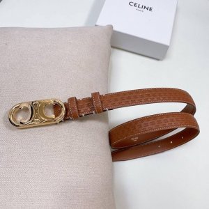 特 Celine 压小花 Triomphe中号Triomphe压印天然牛皮革腰带 2.5Cm 最新款