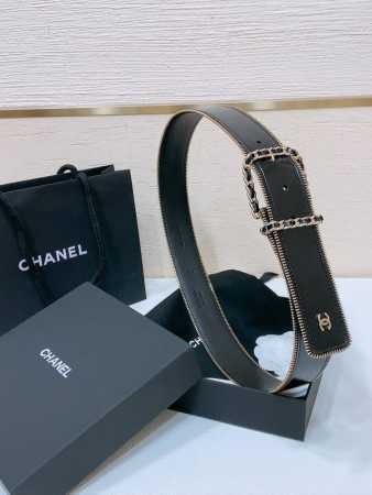 Chanel 24C 黄铜金属 进口亮面小牛皮 4.0Cm 手感柔软 精致腰带 - 点击图像关闭